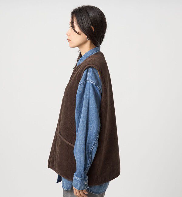 UNITED ARROWS green label relaxing「【別注】＜Barbour＞コーデュロイ&times;フェイクファー リバーシブル ベスト」|ベスト・ジレ|