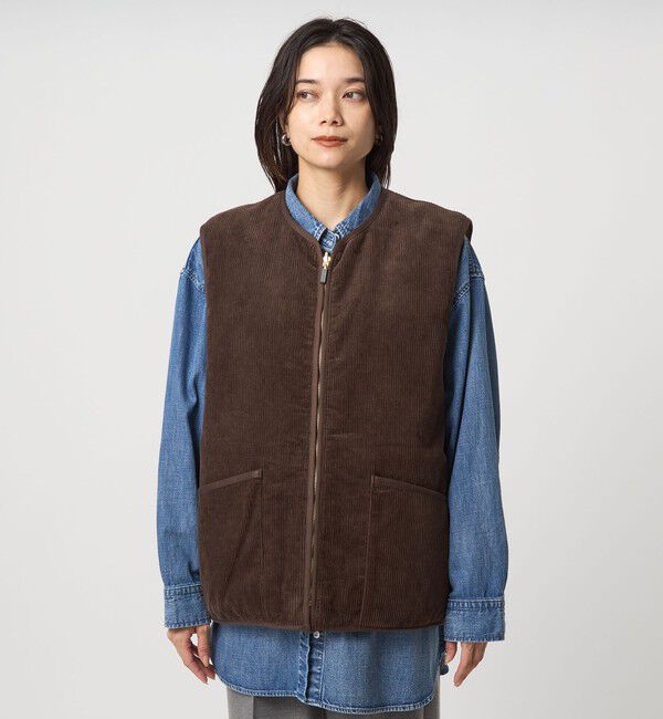 UNITED ARROWS green label relaxing「【別注】＜Barbour＞コーデュロイ&times;フェイクファー リバーシブル ベスト」|ベスト・ジレ|