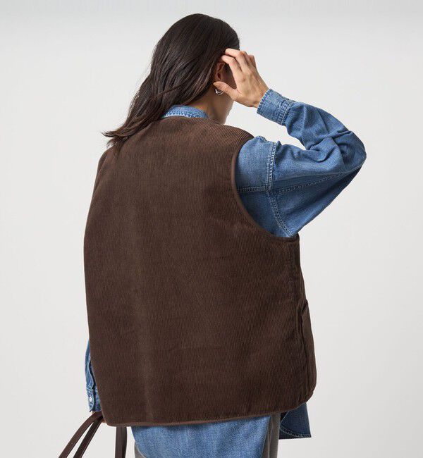 UNITED ARROWS green label relaxing「【別注】＜Barbour＞コーデュロイ&times;フェイクファー リバーシブル ベスト」|ベスト・ジレ|