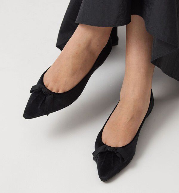 UNITED ARROWS green label relaxing「ポインテッド タックリボン フラットシューズ 撥水 」|パンプス|