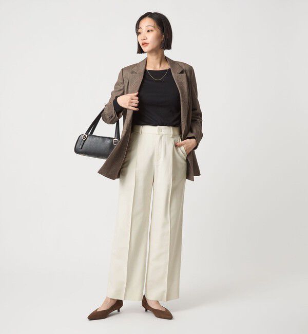 UNITED ARROWS green label relaxing「［size SHORT/TALLあり］キチントボトムス カバー ワイド パンツ オフホワイト」|スラックス|