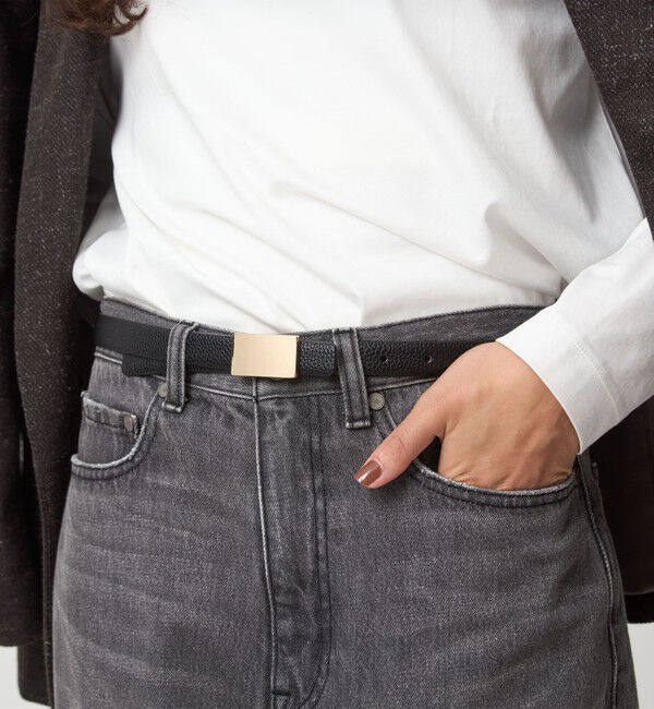 UNITED ARROWS green label relaxing「リバーシブル メタルプレート ベルト」|ベルト|BLACK