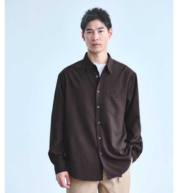 UNITED ARROWS green label relaxing「【WEB限定】AIRLY ポプリン ジャストルーズ シャツ」|シャツ・ブラウス|DK.BROWN