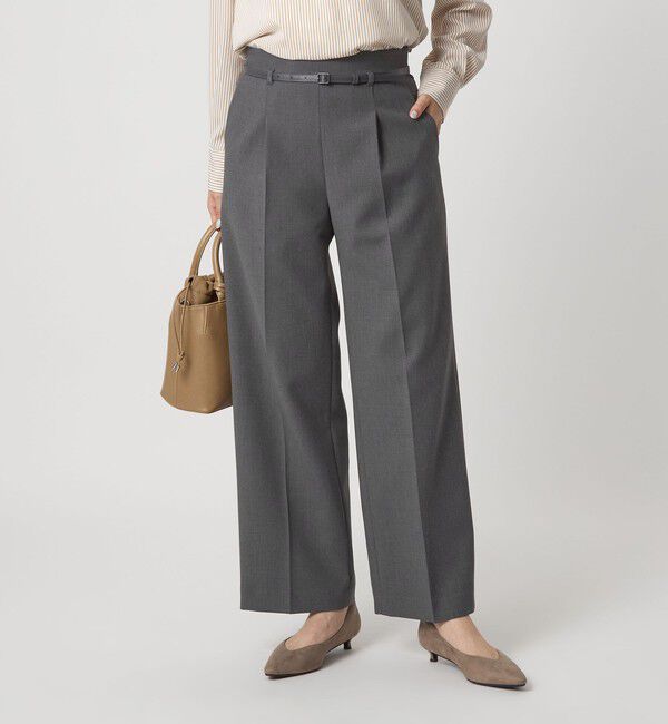 UNITED ARROWS green label relaxing「［size SHORT/TALLあり］ダブルクロス ワイド パンツ ウォッシャブル ストレッチ」|スラックス|