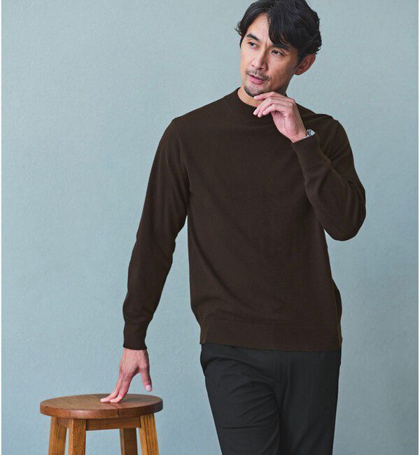 UNITED ARROWS green label relaxing「【WEB限定】JUST fit ジャケイン モックネック ニット」|ニット・セーター|DK.BROWN