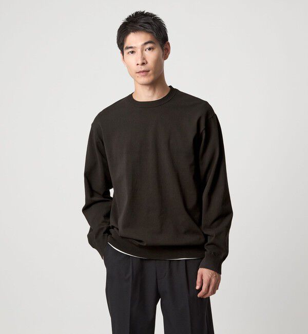 UNITED ARROWS green label relaxing「コットン ポリエステル クルーネック ニット」|ニット・セーター|DK.GRAY