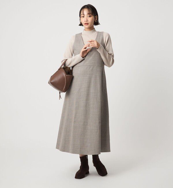 UNITED ARROWS green label relaxing「［size SHORTあり］TWEEDY  ツイーディー Vネック フレア ジャンパースカート」|ジャンパースカート|BEIGE