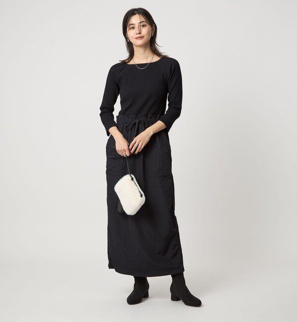 UNITED ARROWS green label relaxing「デコルテ カット ドッキング ワンピース」|ワンピース|BLACK