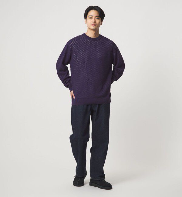UNITED ARROWS green label relaxing「メッシュ レイヤード クルーネック ニット」|ニット・セーター|