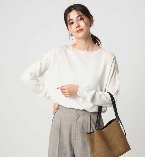 UNITED ARROWS green label relaxing「チャーム付き ドッキング ロングスリーブ プルオーバー ニット」|ニット・セーター|WHITE