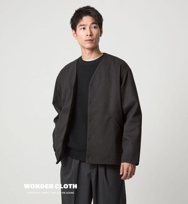 UNITED ARROWS green label relaxing「WONDER CLOTH ノーカラー カーディガン -ストレッチ-」|カーディガン|