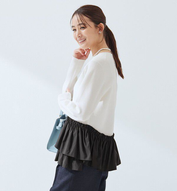 UNITED ARROWS green label relaxing「タフタ ドッキング ペプラム プルオーバー ニット ウォッシャブル」|ニット・セーター|