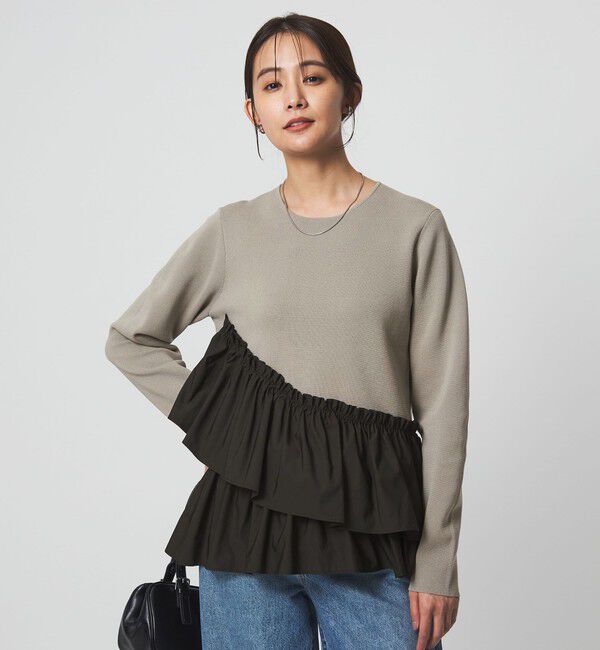 UNITED ARROWS green label relaxing「タフタ ドッキング ペプラム プルオーバー ニット ウォッシャブル」|ニット・セーター|