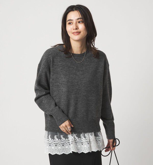 UNITED ARROWS green label relaxing「ニット &times; レース キャミソール プルオーバー セット」|ニット・セーター|DK.GRAY