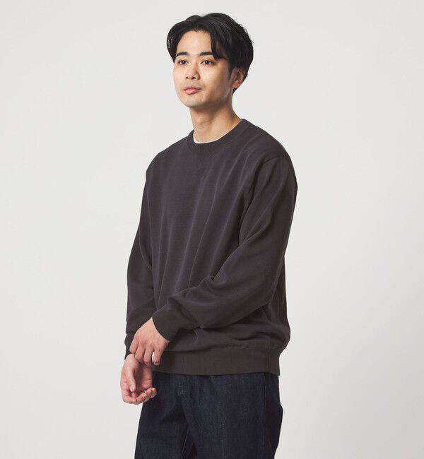 UNITED ARROWS green label relaxing「コットン シルク ミックス インレイ クルーネック ニット」|ニット・セーター|DK.GRAY