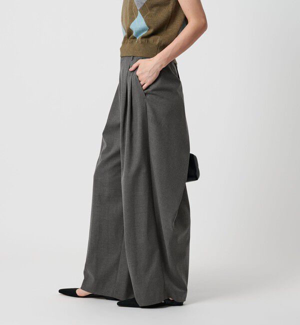 BEAUTY&YOUTH UNITED ARROWS「バックラップ タックワイドパンツ -ウォッシャブル-」|スラックス|