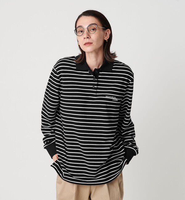 BEAUTY&YOUTH UNITED ARROWS「＜MOONSUN＞ボーダー ロングスリーブポロシャツ」|ポロシャツ|BLACK