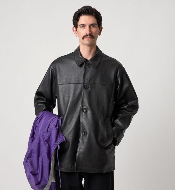 STEVEN ALAN「＜Steven Alan＞ シボ シープレザー カー コート」|その他|BLACK