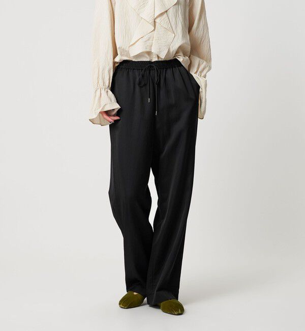 BEAUTY&YOUTH UNITED ARROWS「コットンレーヨンサテン ドローストワイドパンツ」|その他|BLACK