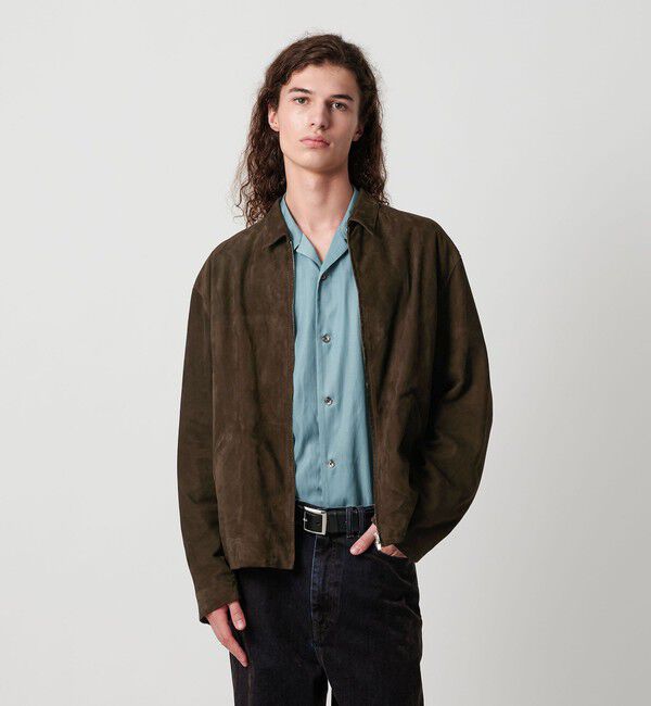 MONKEY TIME「スエード クロップド ジップ ジャケット」|その他|DK.BROWN