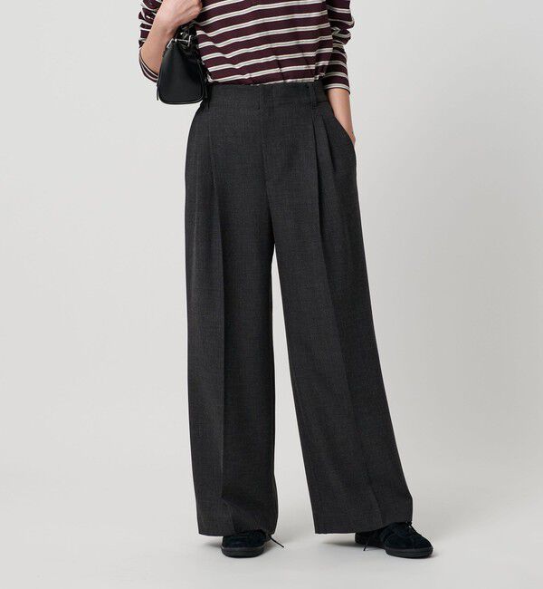 BEAUTY&YOUTH UNITED ARROWS「【WEB限定 Wardrobe DAILY MINIMAL】ウールライクメランジ ワイドパンツ ウォッシャブル」|スラックス|