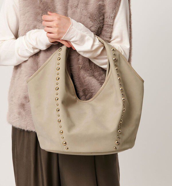 BEAUTY&YOUTH UNITED ARROWS「スタッズ ワンハンドル ショルダーバッグ」|ショルダー・メッセンジャー|NATURAL