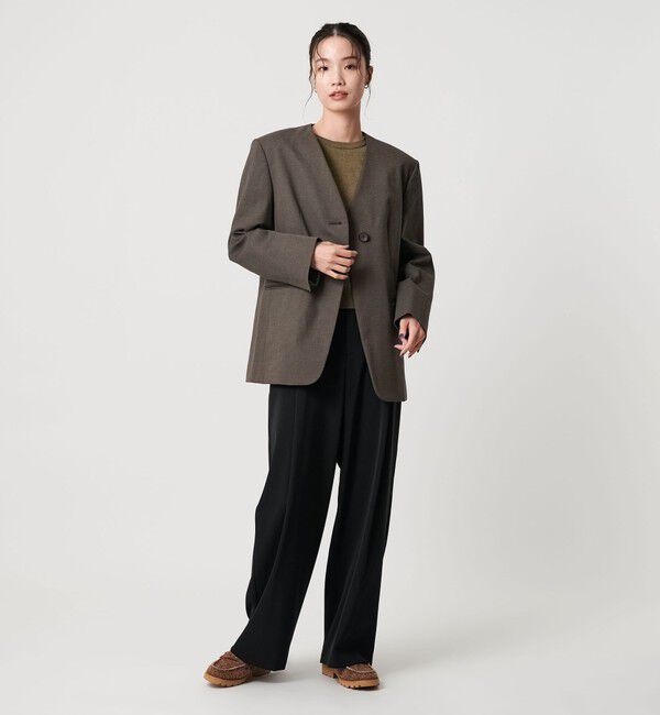 BEAUTY&YOUTH UNITED ARROWS「ポリエステルレーヨン ノーカラー1ボタンジャケット」|ノーカラージャケット|