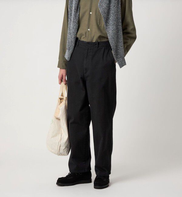 STEVEN ALAN「＜Steven Alan＞ ツイル ガーメントダイ アーミー ノープリーツ トラウザーズ」|チノ|BLACK
