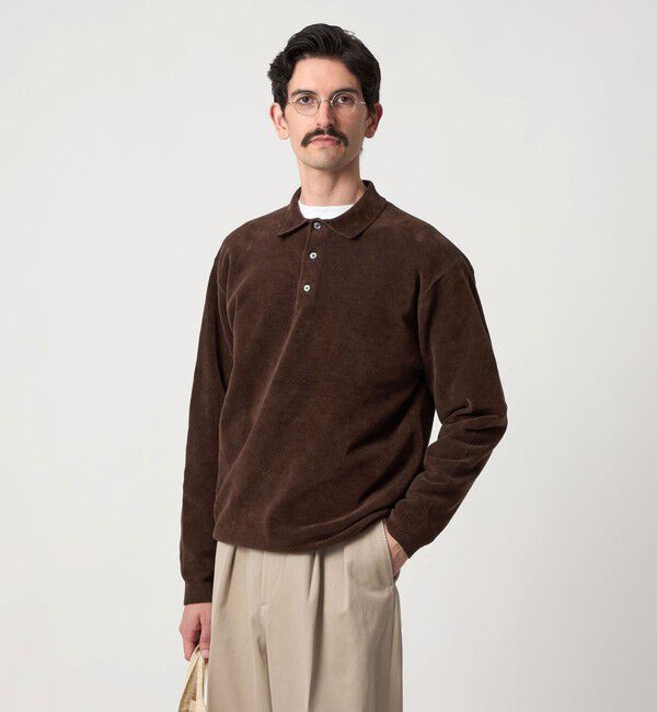 STEVEN ALAN「＜Steven Alan＞ 3B コットン ニット ポロシャツ」|ニット・セーター|DK.BROWN