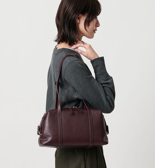 BEAUTY&YOUTH UNITED ARROWS「レザーライク ジップ スクエア ボストンバッグ」|ボストンバッグ|WINE