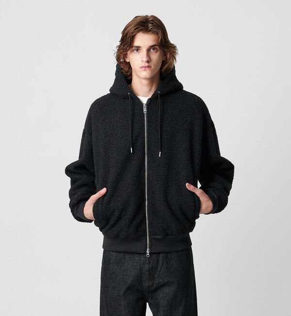 MONKEY TIME「ボアフリース フルジップ フーディー」|カーディガン|