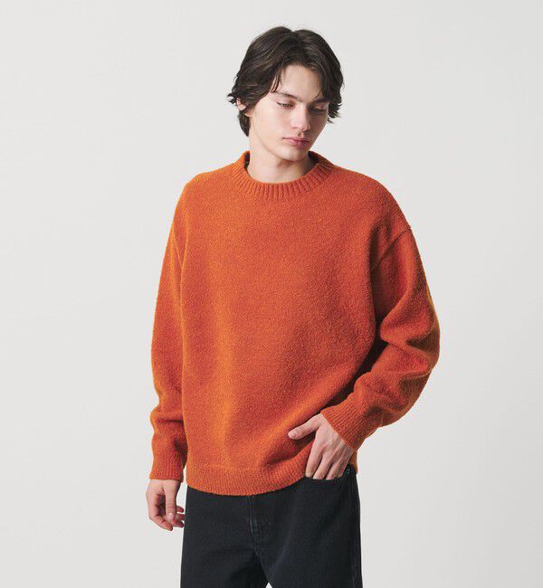 MONKEY TIME「ウール ナイロン ループヤーン クルーネック」|ニット・セーター|ORANGE
