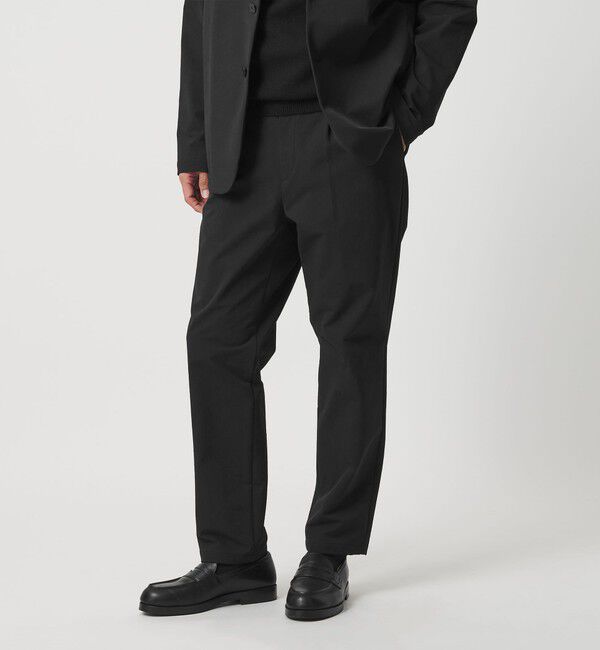 BEAUTY&YOUTH UNITED ARROWS「KOMATSU PACK URK 1プリーツ テーパード パンツ ストレッチ セットアップ対応 裏起毛」|チノ|BLACK