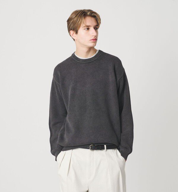 BEAUTY&YOUTH UNITED ARROWS「アシッドウォッシュ コットン クルーネック ニット 手洗い可能」|ニット・セーター|