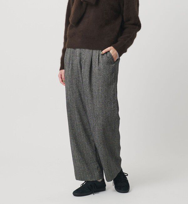 BEAUTY&YOUTH UNITED ARROWS「【WEB限定】裏起毛ヘリンボーン タックワイドパンツ ウォッシャブル」|チノ|