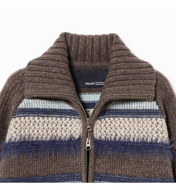 Ray BEAMS 「【別注】BOUSSOLE / ボーダージップ ニット カーディガン」|ニット・セーター|