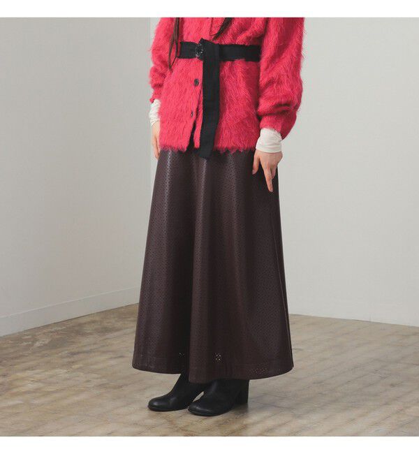 Ray BEAMS 「フェイクレザー パンチング スカート」|スカート|