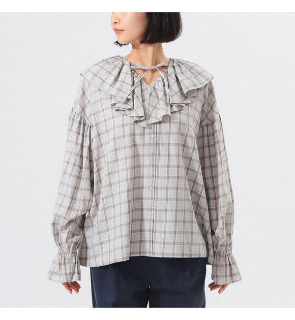 BEAMSBOY「チェック フリルカラー シャツ」|シャツ・ブラウス|