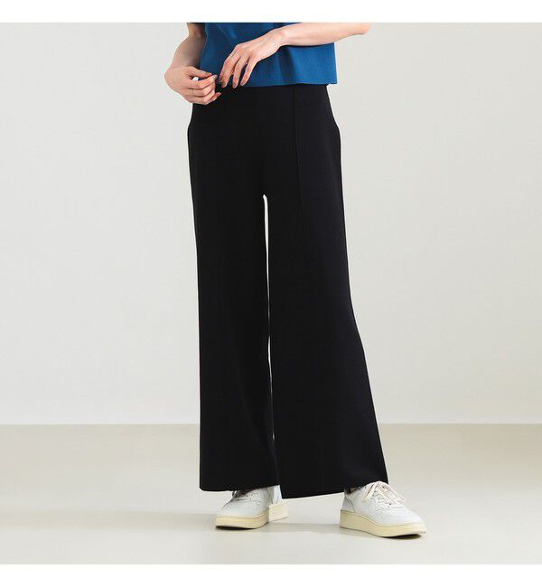 Demi-Luxe BEAMS 「AK+1 / スムース ニットパンツ」|チノ|BLACK