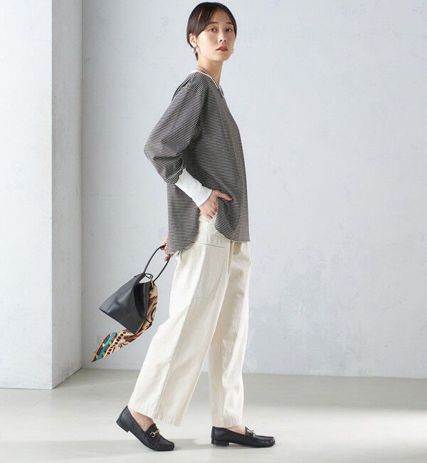 SHIPS for women「ロング リブ スリーブ カットソー  ボーダー / ソリッド」|Tシャツ・カットソー|