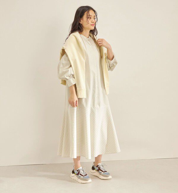 SHIPS for women「〈手洗い可能〉GIZA スーピマ 綿 切り替え バンドカラー ワンピース◇」|ワンピース|