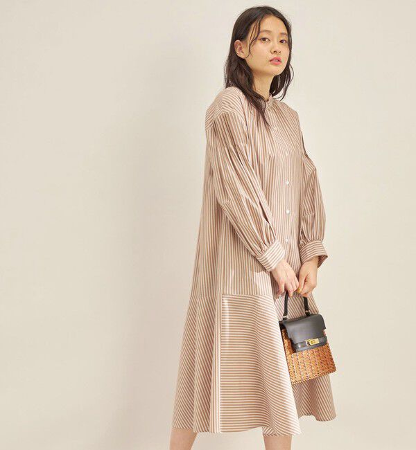 SHIPS for women「〈手洗い可能〉GIZA スーピマ 綿 切り替え バンドカラー ワンピース◇」|ワンピース|