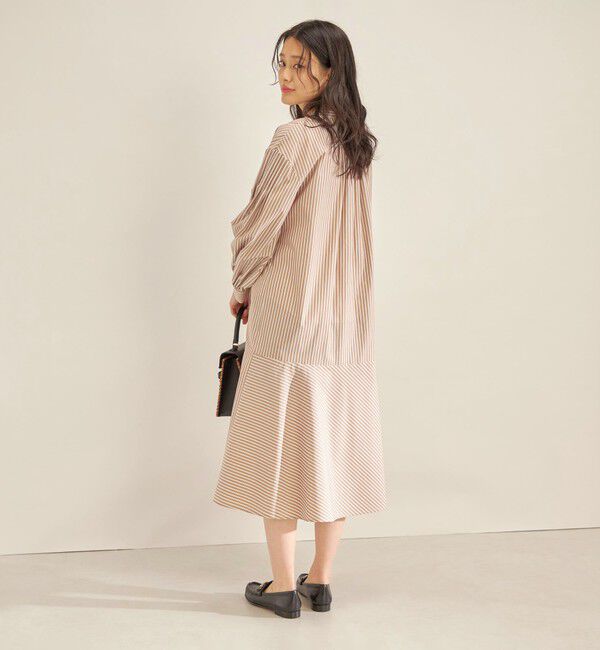 SHIPS for women「〈手洗い可能〉GIZA スーピマ 綿 切り替え バンドカラー ワンピース◇」|ワンピース|