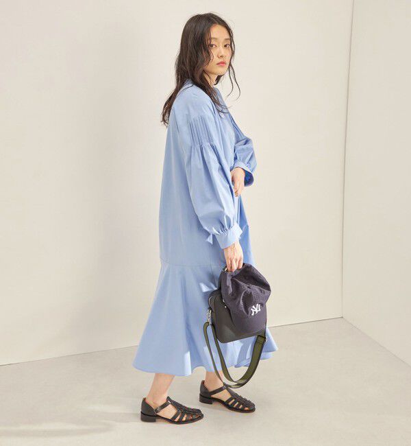 SHIPS for women「〈手洗い可能〉GIZA スーピマ 綿 切り替え バンドカラー ワンピース◇」|ワンピース|