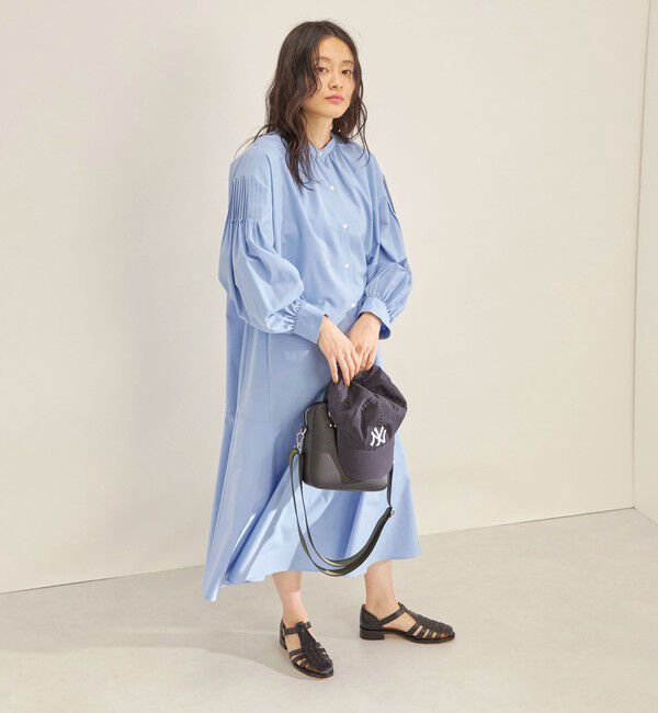 SHIPS for women「〈手洗い可能〉GIZA スーピマ 綿 切り替え バンドカラー ワンピース◇」|ワンピース|