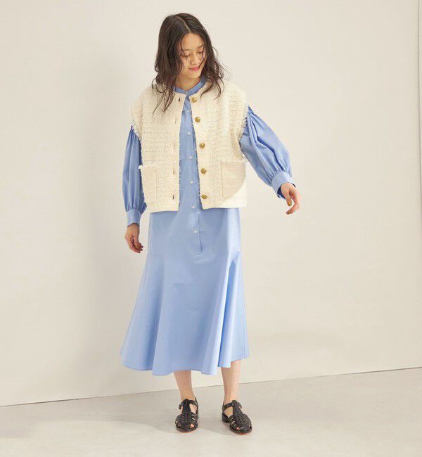 SHIPS for women「〈手洗い可能〉GIZA スーピマ 綿 切り替え バンドカラー ワンピース◇」|ワンピース|