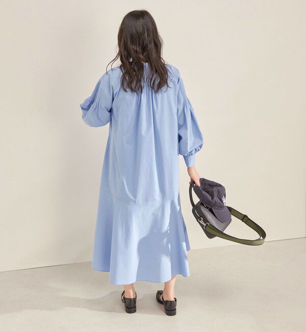 SHIPS for women「〈手洗い可能〉GIZA スーピマ 綿 切り替え バンドカラー ワンピース◇」|ワンピース|