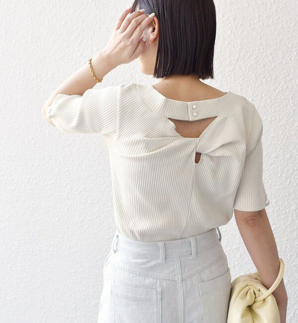 SHIPS for women「*オーガニックコットン バック クロス リブ トップス◇」|Tシャツ・カットソー|