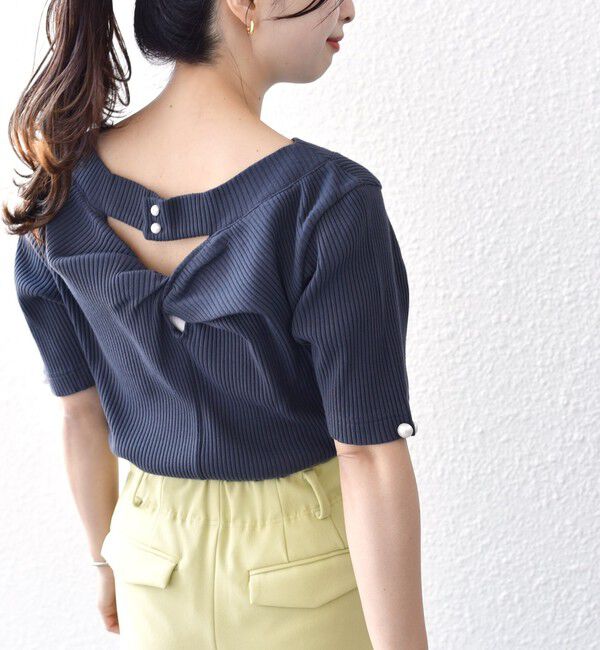 SHIPS for women「*オーガニックコットン バック クロス リブ トップス◇」|Tシャツ・カットソー|