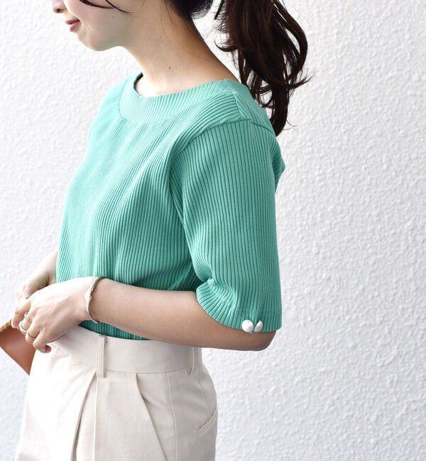 SHIPS for women「*オーガニックコットン バック クロス リブ トップス◇」|Tシャツ・カットソー|ミント